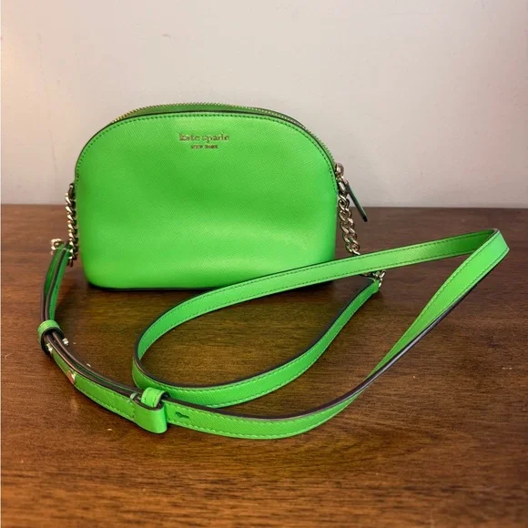 Authenticated Kate Spade New York Bright Green Dome Crossbody Bag - Picture 10 of 10